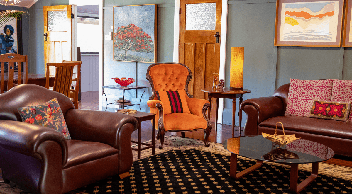 Loungeroom at Chesson Lodge in Uki