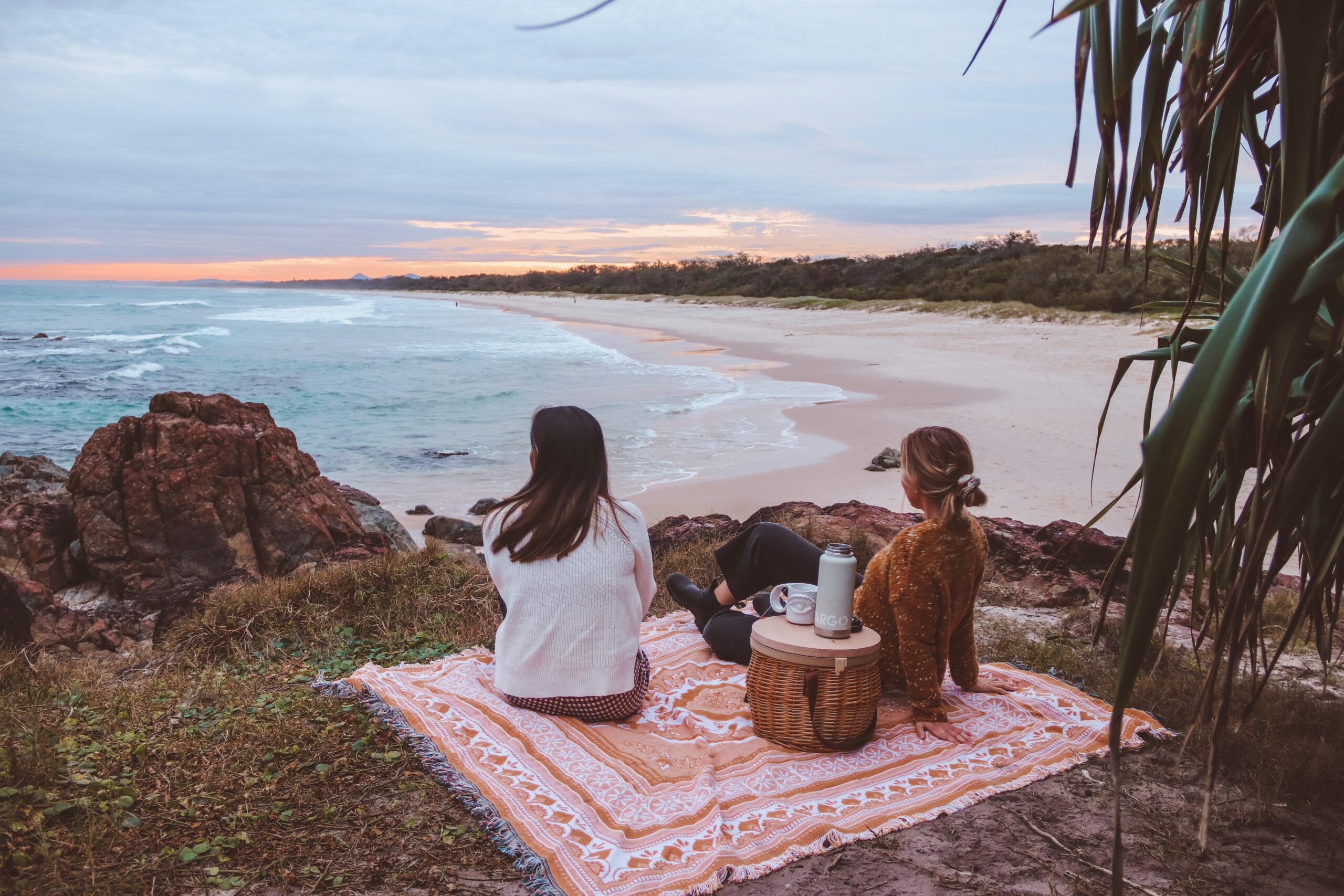 two girls picnicing at hastings point lookout