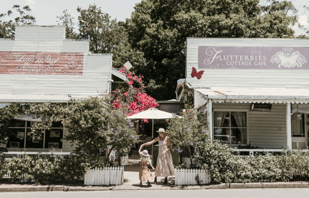 TweedTourismCo-Social_180 Mum and daughter outside flutterbies in Tyalgum