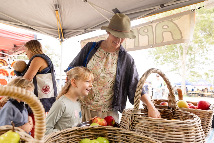 Family at farmers market