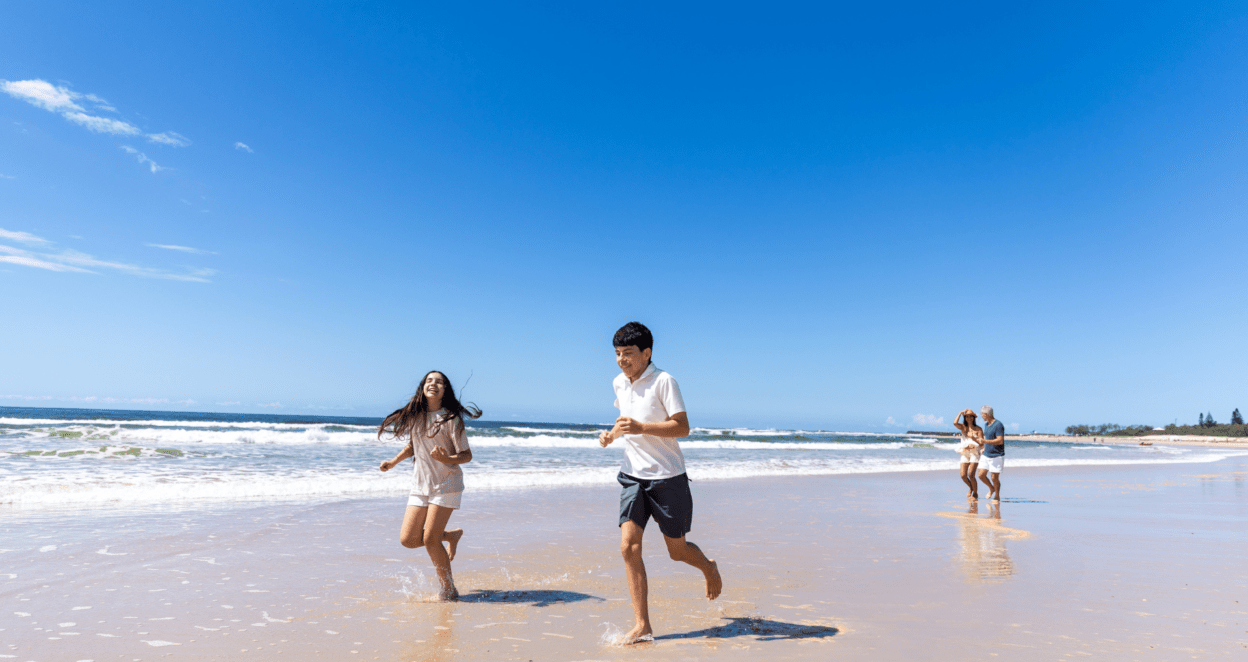 Family on Kingscliff Beach in Kingscliff Northern NSW