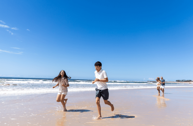 Family on Kingscliff Beach in Kingscliff Northern NSW