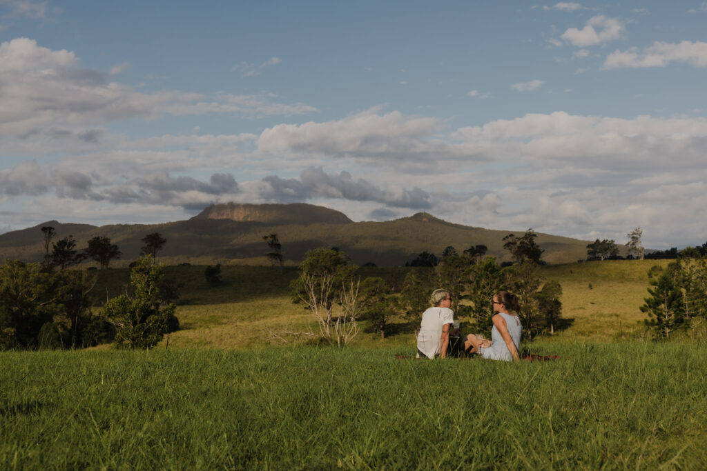 LGBTWI+ Couple enjoying the view at Avion Retreat