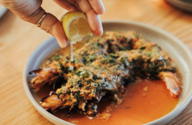 warm prawn dish at restaurant for winter
