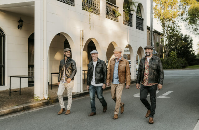 Men walking down laneway in Bolt + buckle fashion