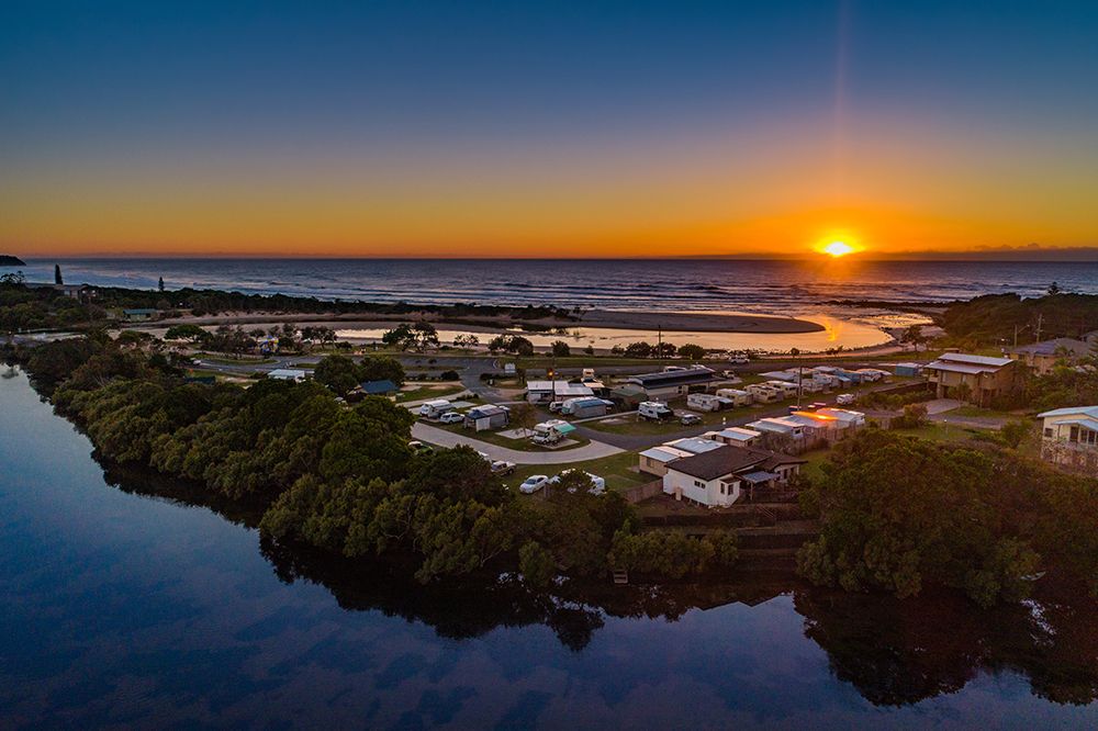 aerial view of Tweed Holisay Parks Hastings point at sunrise