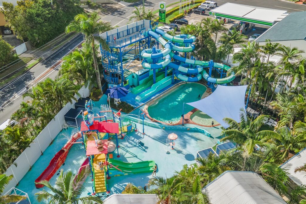 waterslide and waterpark at caravan park near cabarita beach