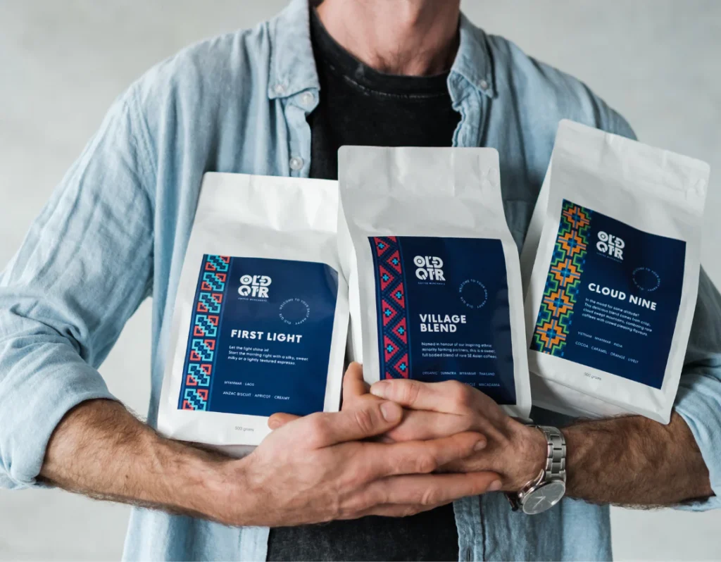 three varieties of old quarter coffee merchant coffee beans