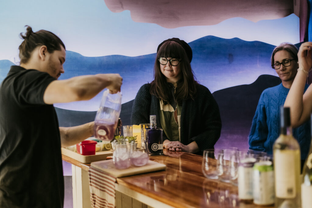 gin bar at speak easy in museum