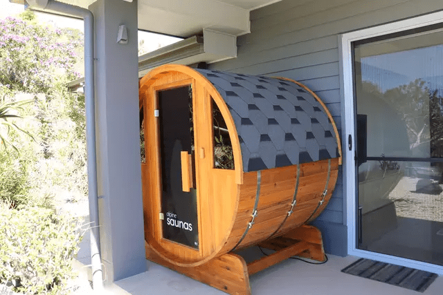 Infrared barrel sauna at this Carool rural retreat group getaway