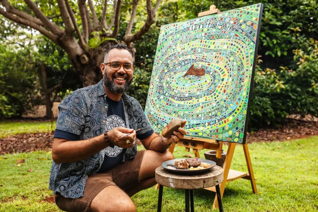 Jason King leads ochre art class for groups