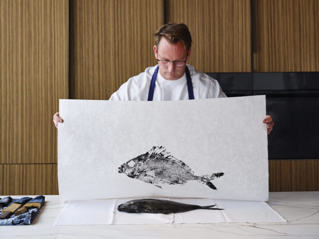 gyotaku fish printing art class for corporate groups