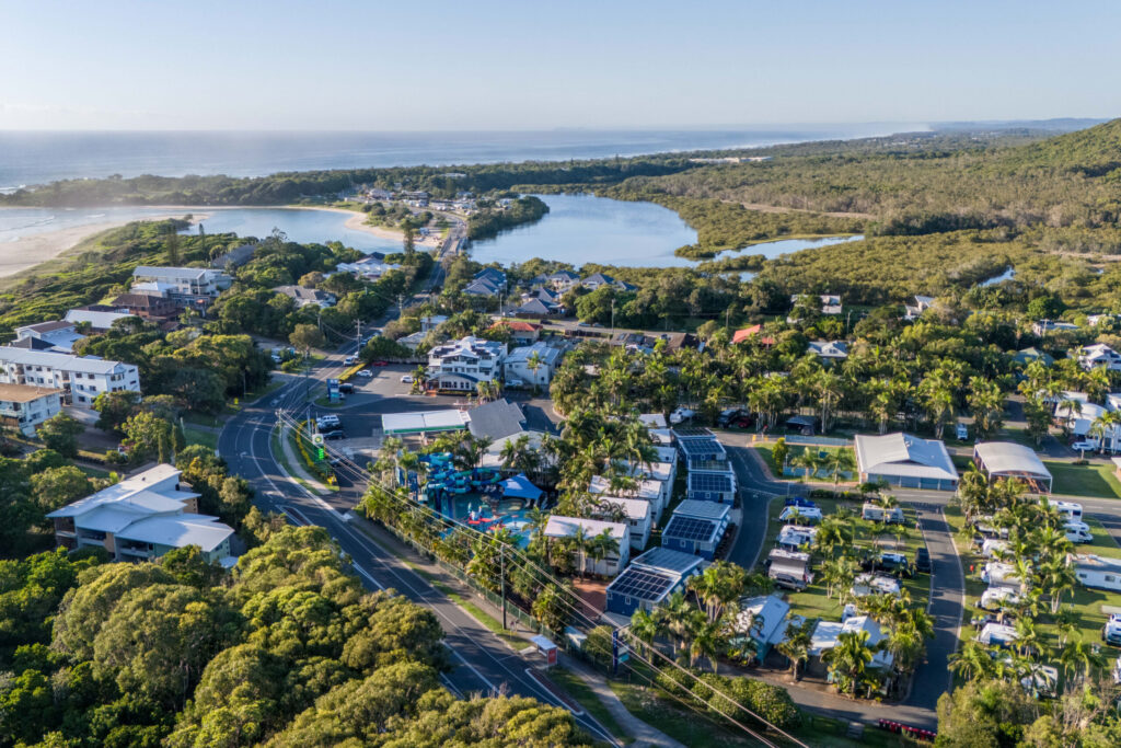 aerial view of tasman holiday park north star