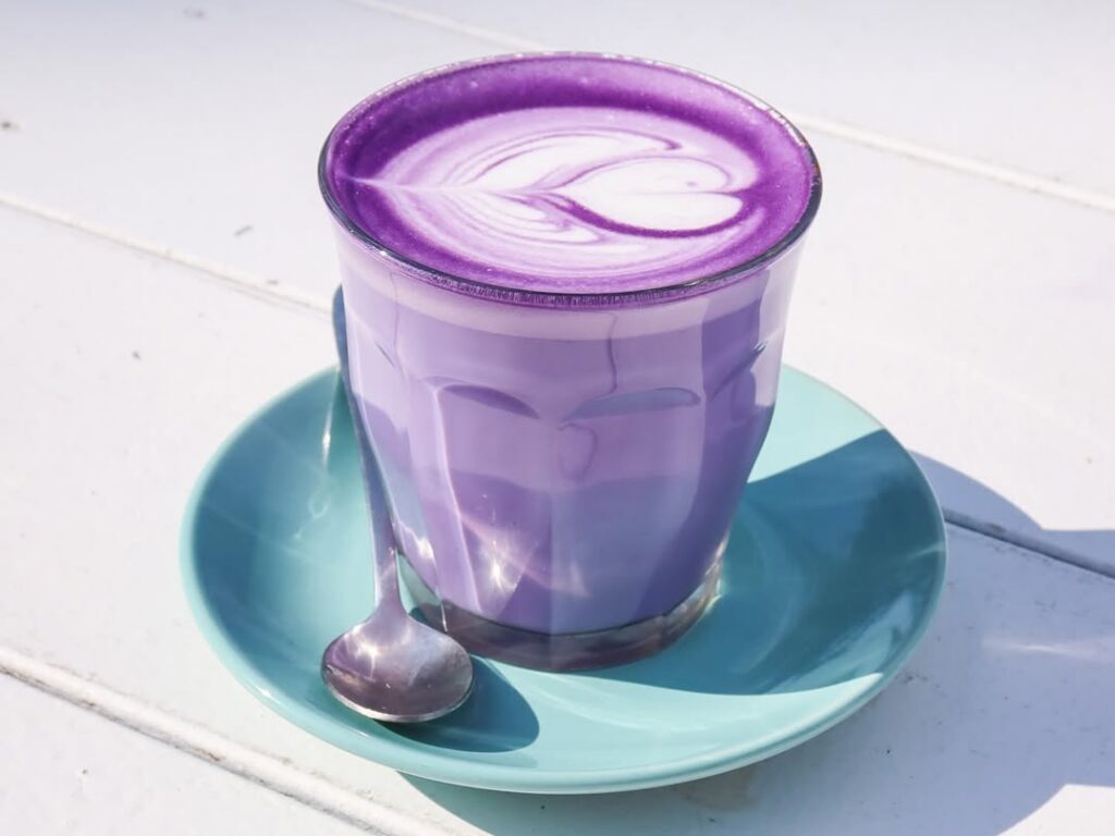 ube latte at dayo cafe in tweed heads