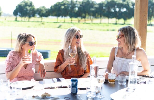 group of women have lunch at restaurant