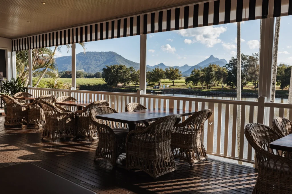 view of wollumbin mount warning from tweed river house verandah